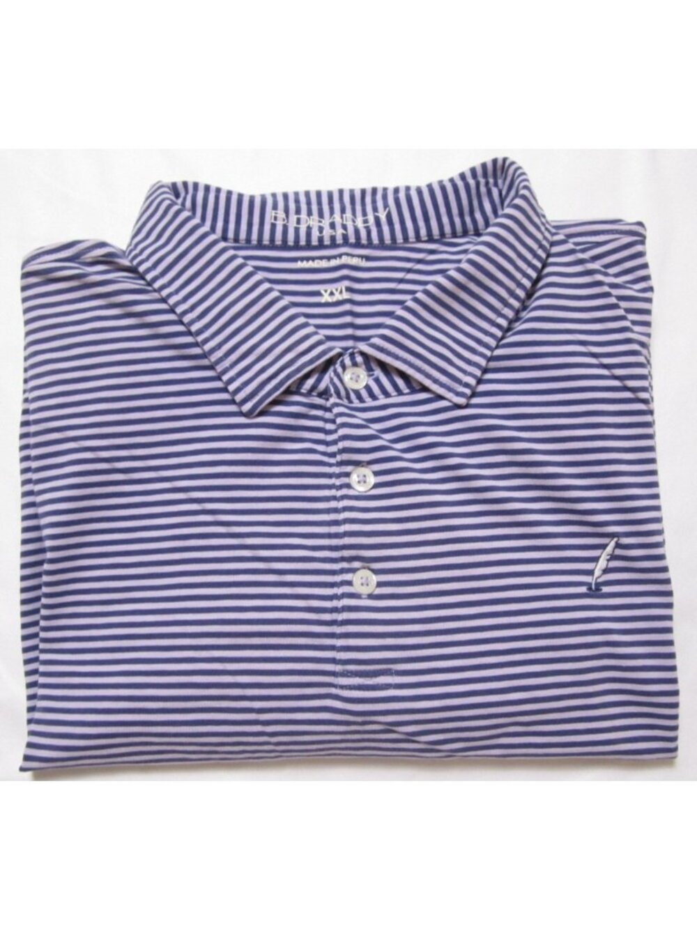 B. Draddy Men Golf Polo Shirt XXL Blue Purple Striped Peruvian Pima Cotton-M383
